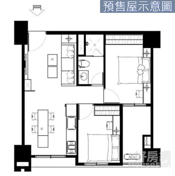 長虹天韻D7-8F朝東視野2房+電梯旁平面車位