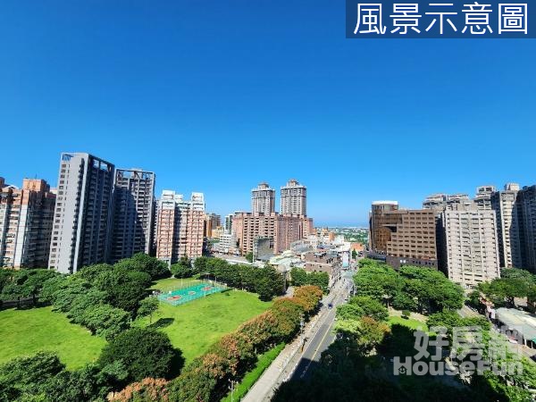 百川雲頂四房雙車位~公園景觀第一排~永久視野